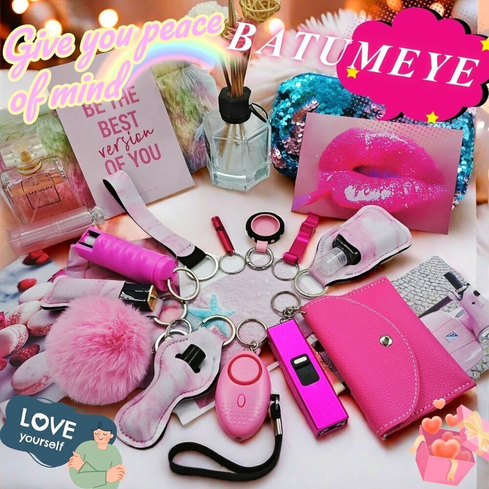 Keychain Set Women Pink Multiple Functions Travel Gift - Picture 2 of 9